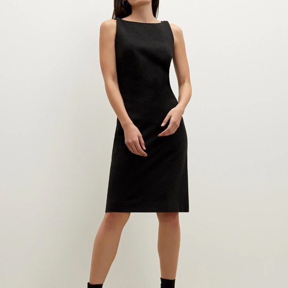 MM Lafleur Lydia Dark Gray Knit Sleeveless Twisted Strap Sheath Dress Sz 0 - Picture 1 of 11